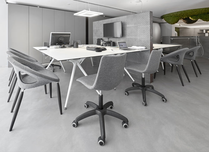 Design Tisch weiß, Bürotisch weiß, Länge 210 cm