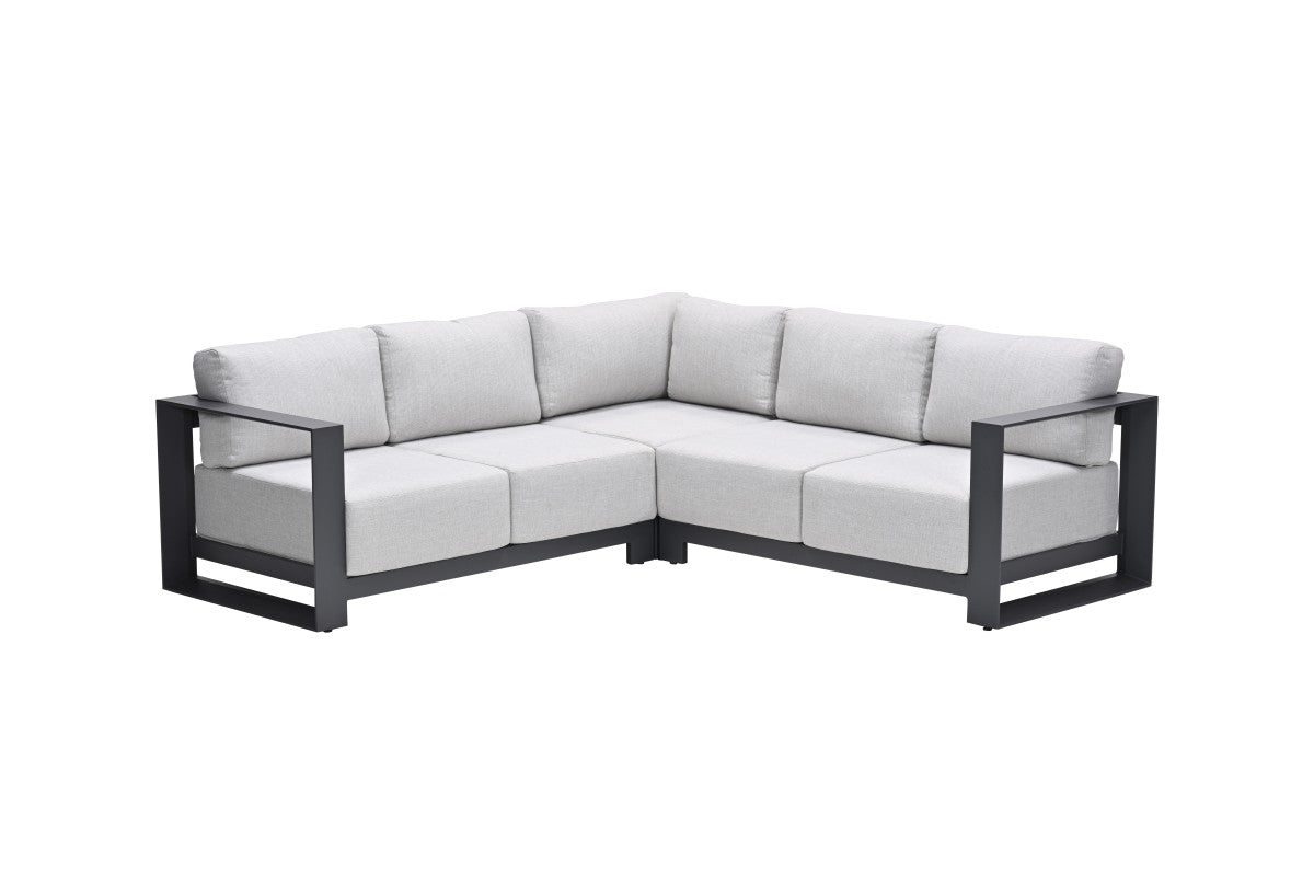 Lounge Sitzecke schwarz, Garten Sitzecke schwarz, Gruppensitzbank schwarz, Sitzgruppe Aluminium schwarz