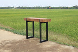 Konsole Teakholz Industriedesign, Wandtisch Teak Industriedesign Metall Gestell, Konsole Teak, Breite 150 cm
