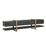 TV Schrank schwarz vier Schubladen, Fernseheschrank Bronze, Fernsehkommode mit Schubladen, Breite 240 cm