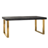 Esstisch Gold schwarz, ausziehbarer Tisch schwarz, Tisch Gold, Breite 195-265 cm