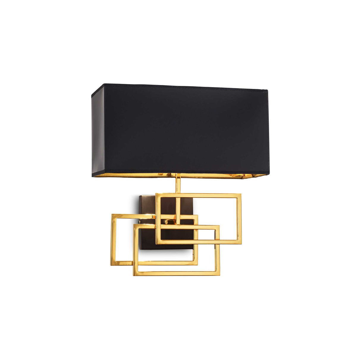 Wandleuchte Gold mit Lampenschirm,  Wandlampe Gold -schwarz