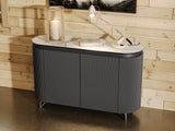 Sideboard weiß-schwarz, Sideboard oval Keramik, ovale Anrichte Keramik, Breite 130 cm