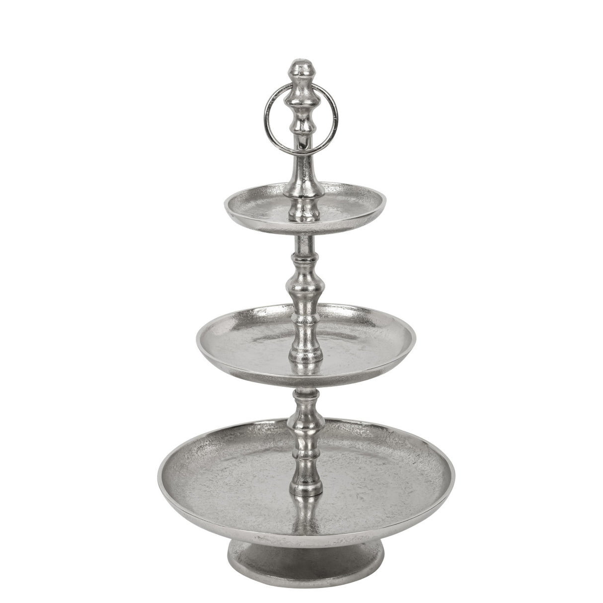 Etagere Silber Metall, Etagere 3 Etage, Höhe 48 cm