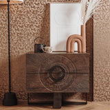 Kommode braun Relief-Front, Sideboard Massivholz,  Breite 80 cm