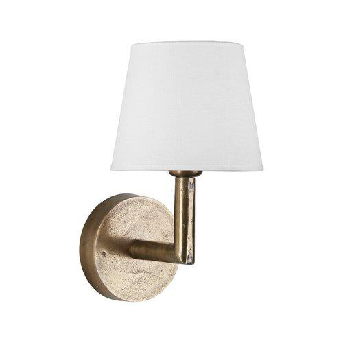 Wandlampe Gold-Antik, Metall Wandleuchte  mit Lampenschirm weiß, Durchmesser 17-20 cm