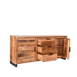 Sideboard Naturholz braun, Anrichte braun Naturholz, Kommode braun-schwarz, Breite 190 cm