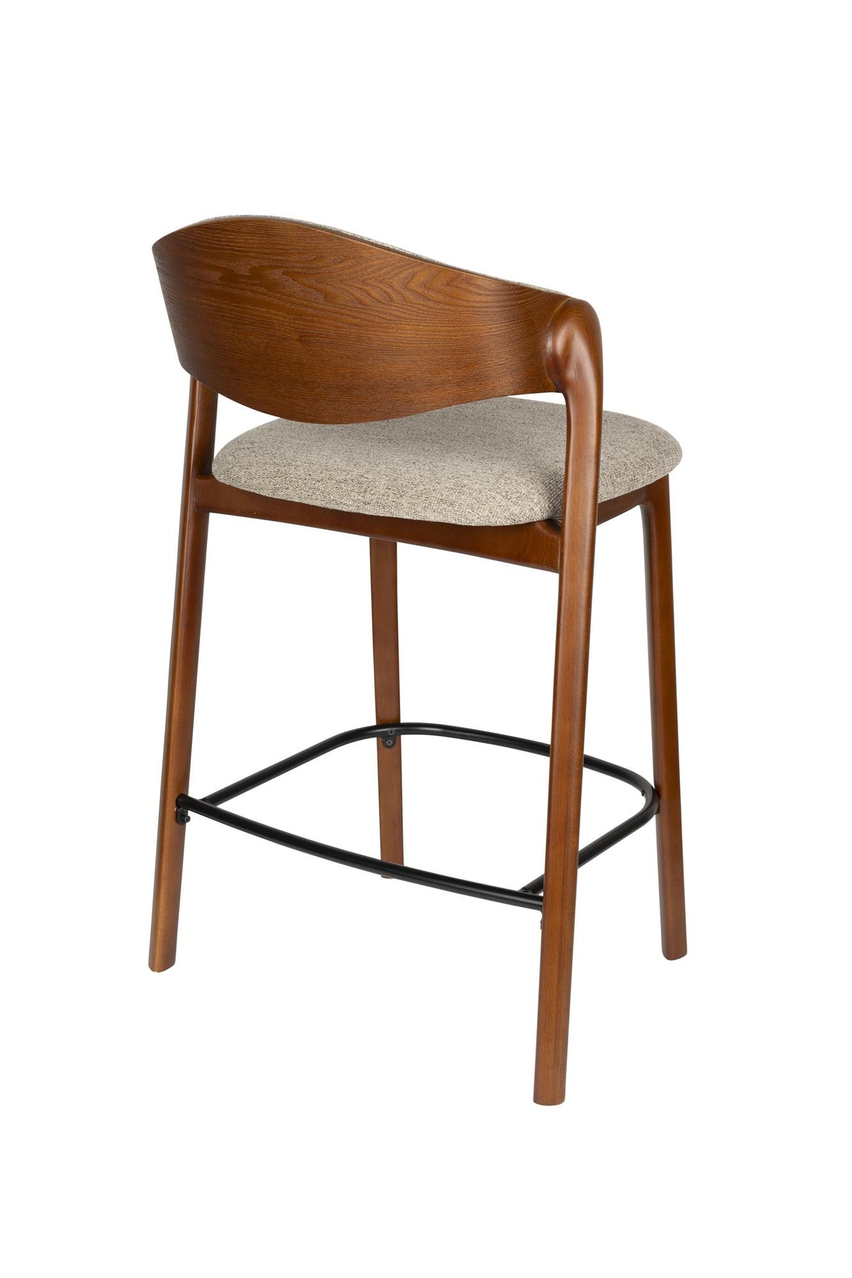 Barstuhl beige-taupe Holz Stuhlbeine, Barstuhl Farbe Nussbaum, Sitzhöhe 65 cm