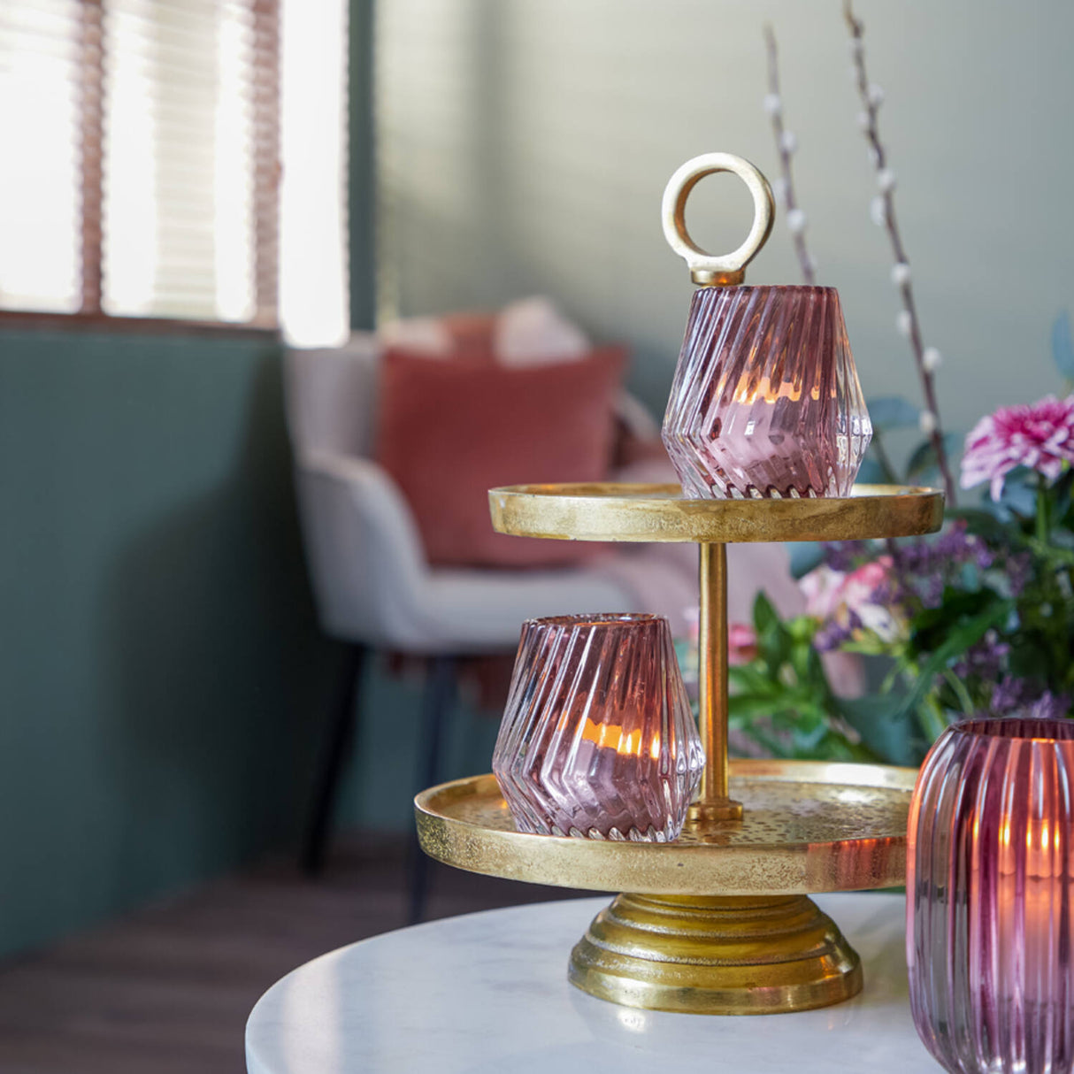 Etagere Gold, Metall Etagere Gold, Höhe 37 cm