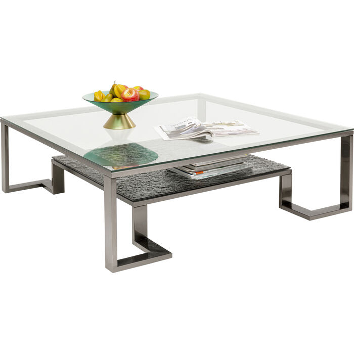 Couchtisch grau Glas-Metall, Glastisch grau, Breite 120 cm