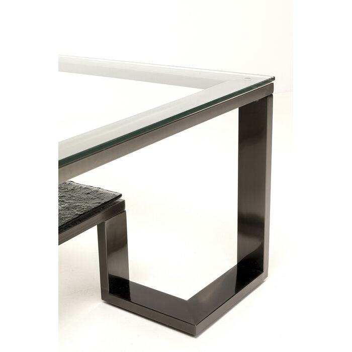 Couchtisch grau Glas-Metall, Glastisch grau, Breite 120 cm