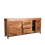 Sideboard Naturholz braun, Anrichte braun Naturholz, Kommode braun-schwarz, Breite 190 cm