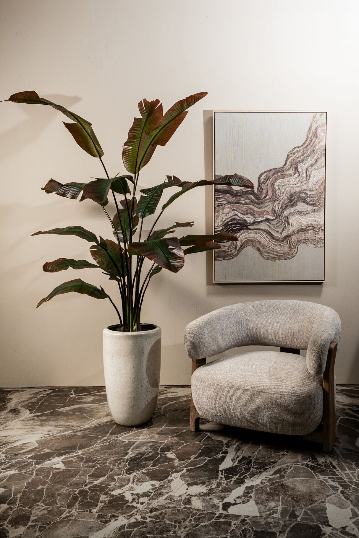 Kunstpflanze Strelitzia grün-rot,  Kunstpflanze rot-grün, große Kunstpflanze grün, Höhe 180 cm
