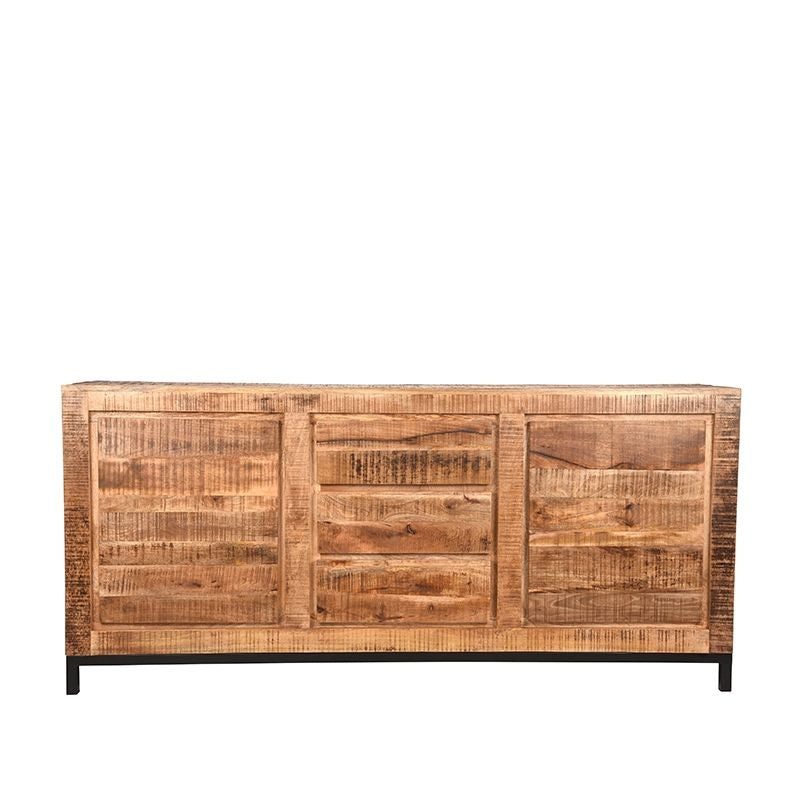 Sideboard Naturholz braun, Anrichte braun Naturholz, Kommode braun-schwarz, Breite 190 cm