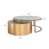 2er Set Couchtisch rund, Couchtisch Gold