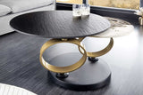 Couchtisch schwarz-Gold, Couchtisch ausziehbar rund, Durchmesser 80-134 cm