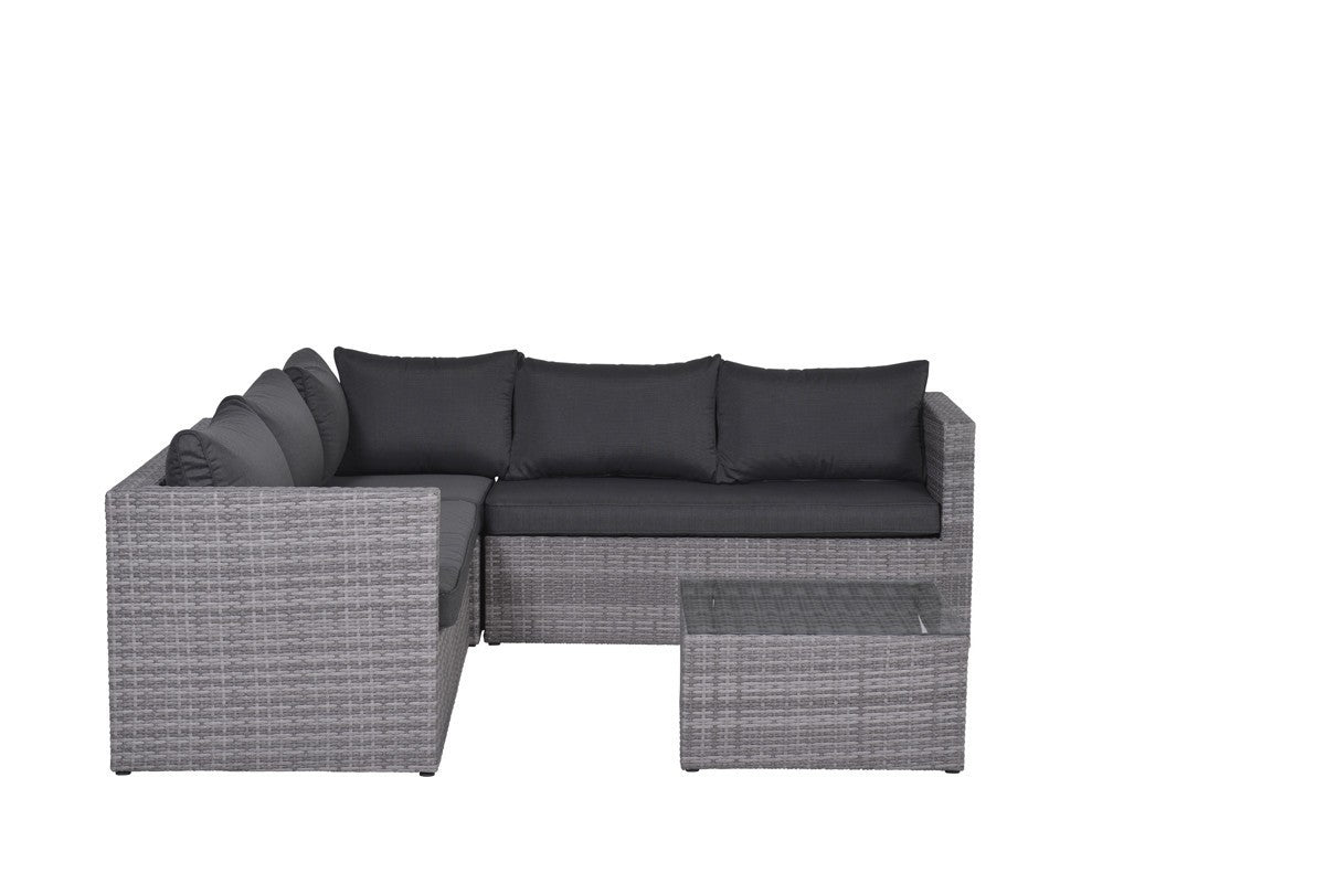 Lounge Sitzecke grau 4-teilig, Garten Sitzecke grau, Eck-Gartensofa grau