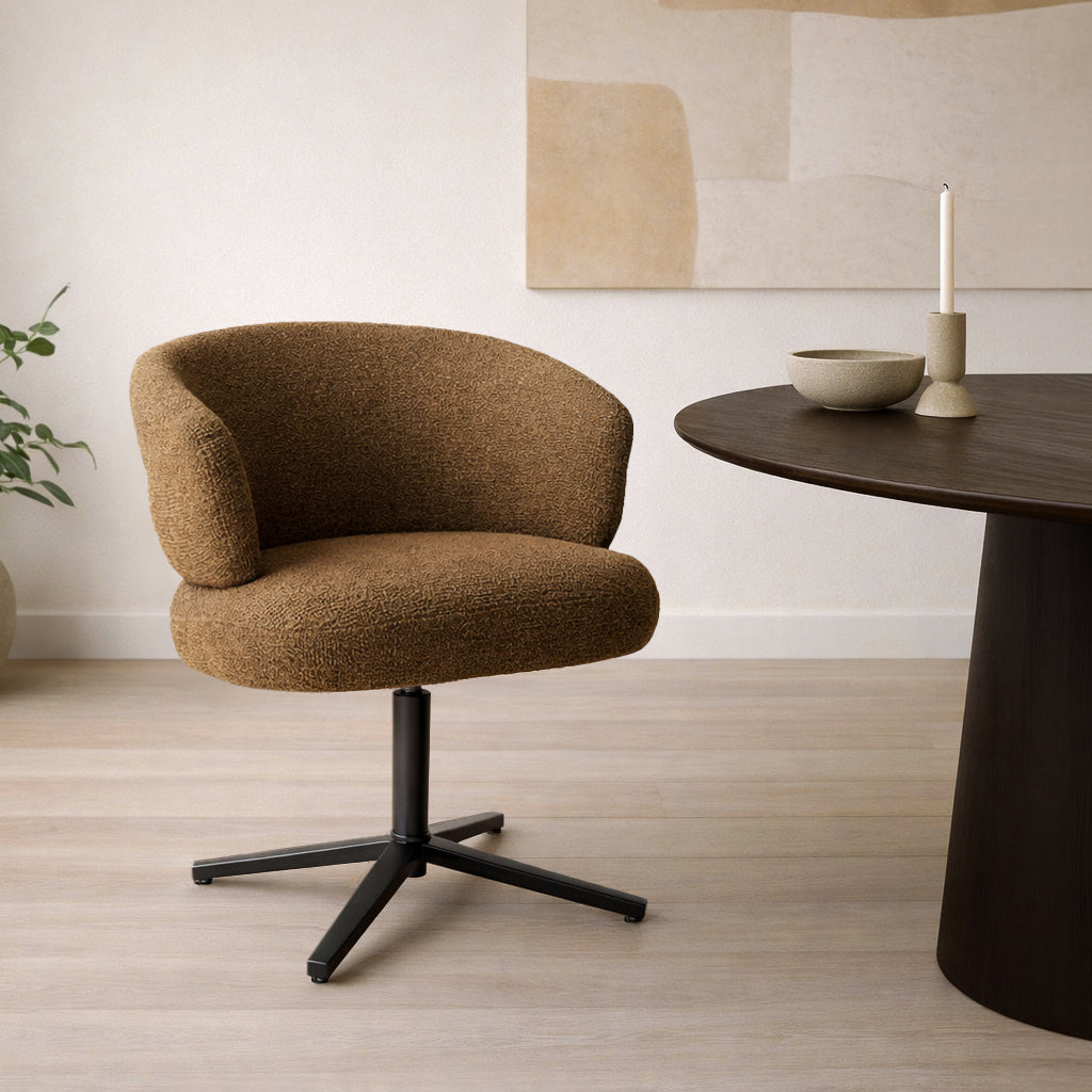 Stuhl drehbar Farbe braun, Esszimmerstuhl braun drehbar, Stuhl Federkern,  Breite 69 cm