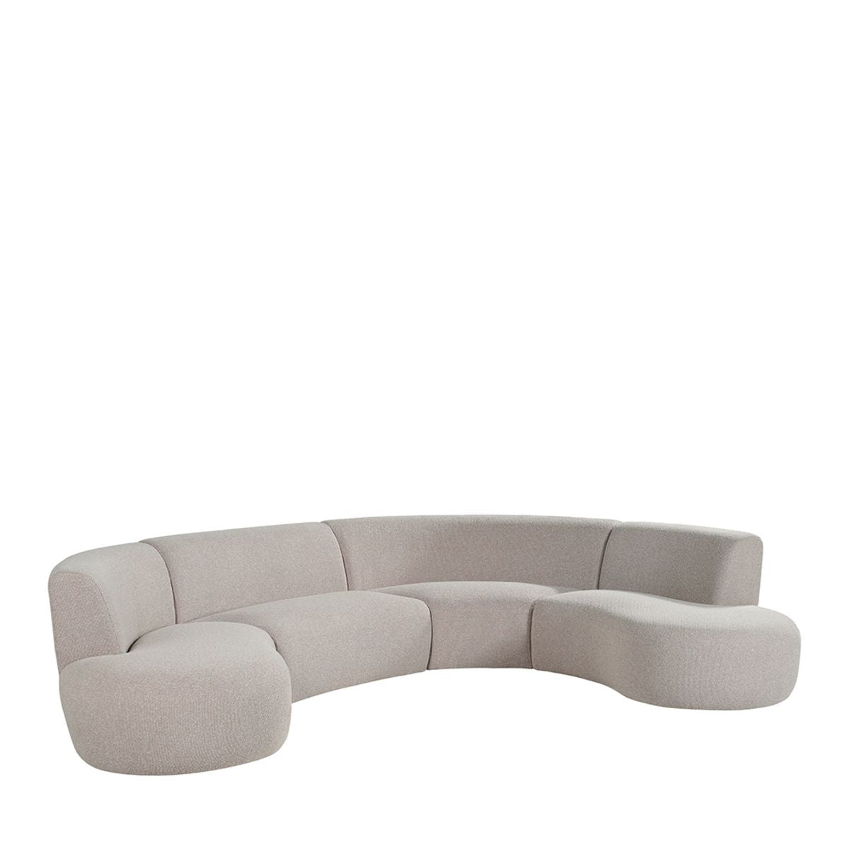 Halbrundes Sofa Natur-Stoff, Sofa modern angerundet, Lounge-Sofa halbrund, Breite 350 cm