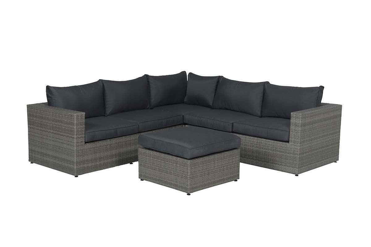 Lounge Sitzecke grau, Garten Sitzecke grau, Eck-Gartensofa grau 4-teilig