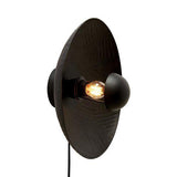 Wandlampe Durchmesser 35 cm, schwarz, Metall, Wandleuchte