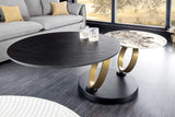 Couchtisch schwarz-Gold, Couchtisch ausziehbar rund, Durchmesser 80-134 cm