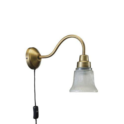 Wandlampe, antik Gold, Metall, Glas Wandleuchte