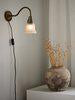 Wandlampe, antik Gold, Metall, Glas Wandleuchte