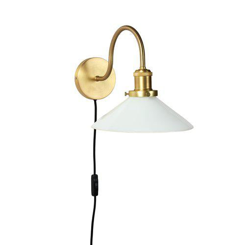 Wandlampe mit Kabel, Gold, Metall, weis,Glas Wandleuchte