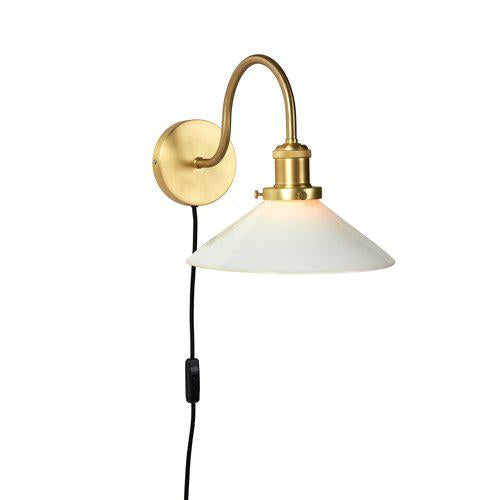 Wandlampe mit Kabel, Gold, Metall, weis,Glas Wandleuchte