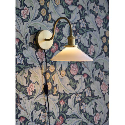 Wandlampe mit Kabel, Gold, Metall, weis,Glas Wandleuchte