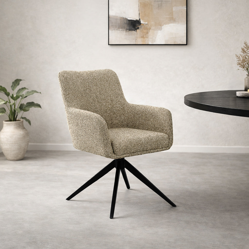 Stuhl drehbar Farbe beige, Esszimmerstuhl beige, Breite 62 cm