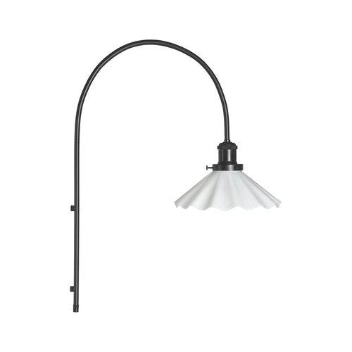 Wandlampe mit Kabel, schwarz-weis, Metall, Glas, Bogen Wandleuchte