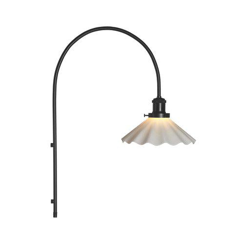 Wandlampe mit Kabel, schwarz-weis, Metall, Glas, Bogen Wandleuchte