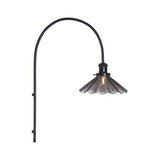 Wandlampe mit Kabel, schwarz, Metall, schwarz Glas, Bogen Wandleuchte