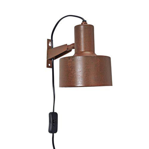 Wandlampe mit Kabel, rustikal, rostfarben, Metall, Wandleuchte