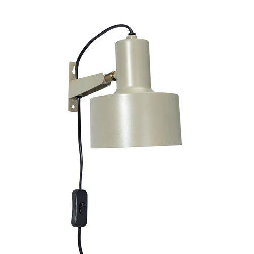 Wandlampe mit Kabel, rustikal, matt beige, Metall, Wandleuchte