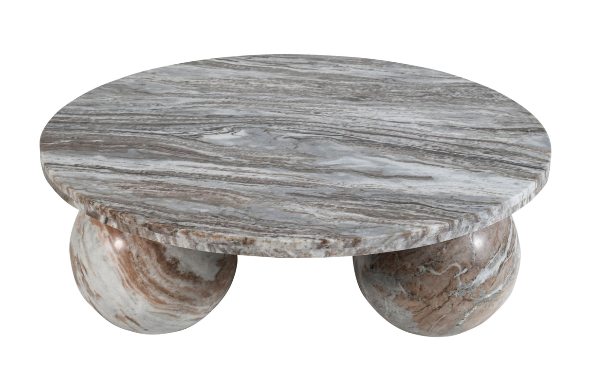 Couchtisch Marmor rund, Marmortisch rund beige-grau, runder Couchtisch Marmor, Durchmesser 99 cm