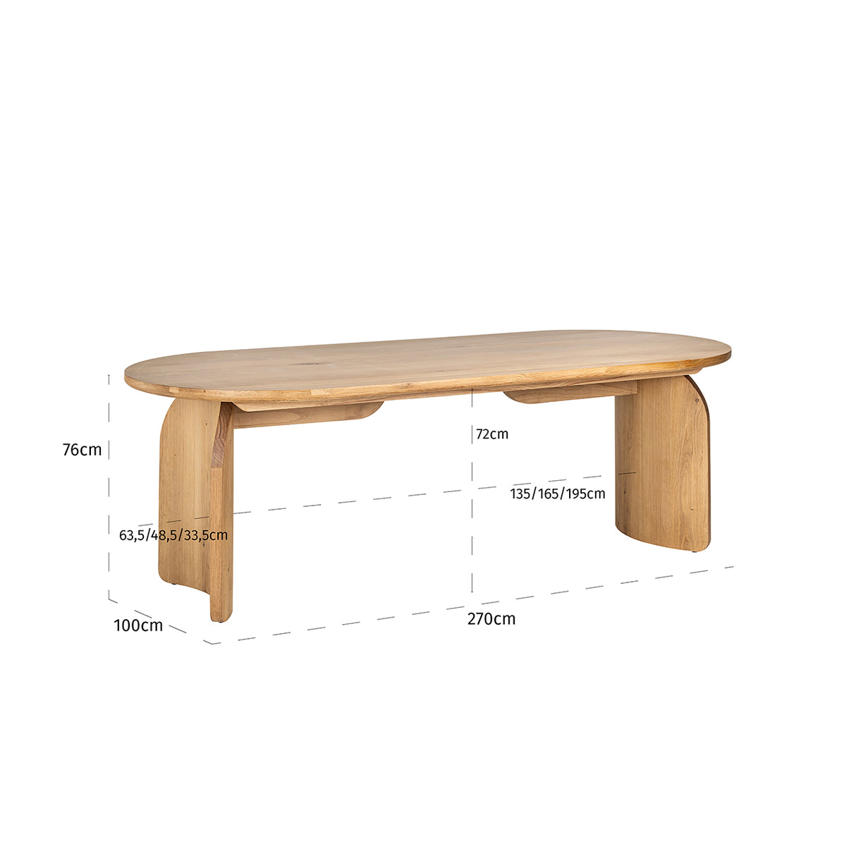 Esstisch Natureiche, Tisch Eiche massiv, Esstisch oval Eiche,  Breite 235 cm