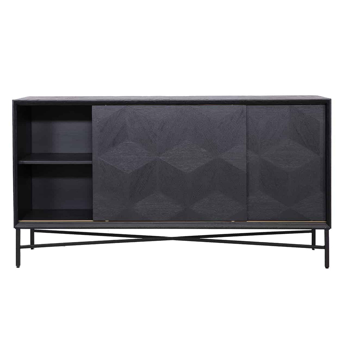 Sideboard  schwarz,  Anrichte schwarz Eiche furniert, Breite 160 cm