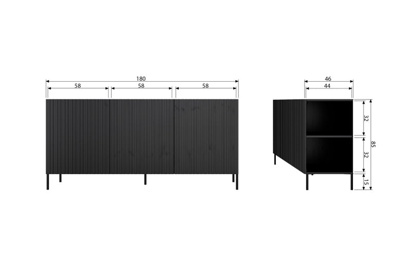 Sideboard Eiche furniert, Anrichte Eiche-Natur, Breite 180 cm