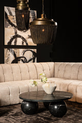 Couchtisch Marmor rund, Marmortisch rund schwarz, runder Couchtisch schwarz Marmor, Durchmesser 99 cm