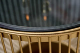 Couchtisch schwarz-Gold, Glas-Couchtisch rund, Durchmesser 79 cm
