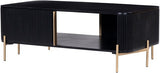 TV Schrank schwarz-Gold  Massivholz, Fernseherschrank schwarz Holz, Sideboard Holz schwarz, Breite 145 cm