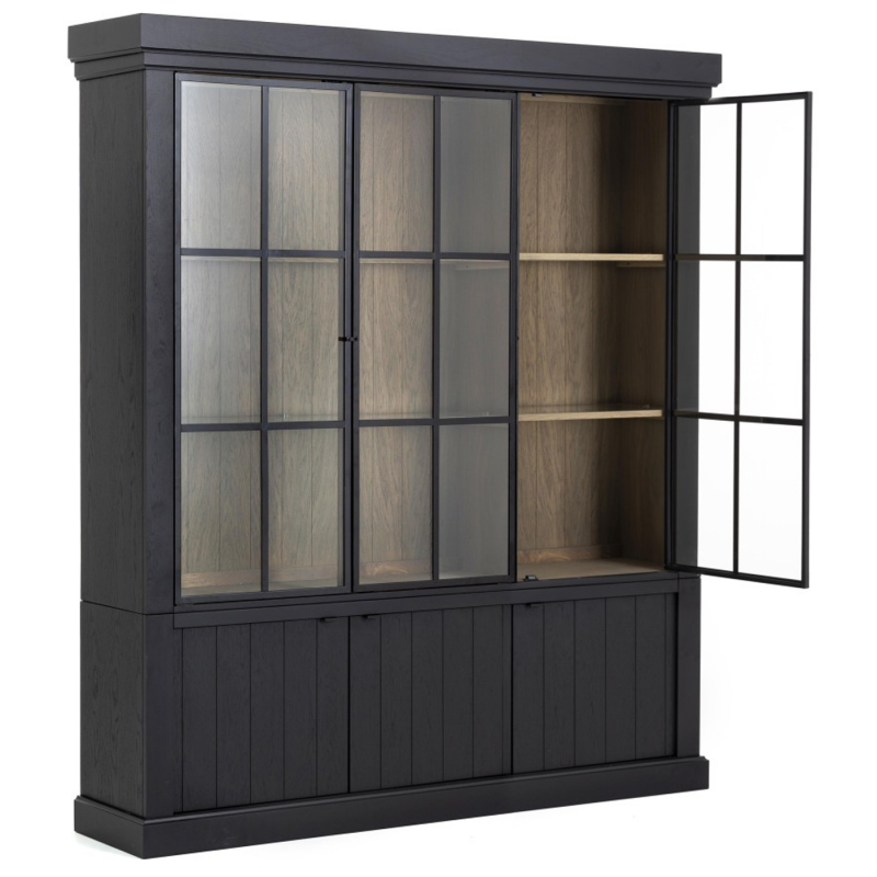 Vitrine Eiche massiv Landhaus, Geschirrschrank Eiche Landhausstil, Schrank Landhaus, Breite 180 cm