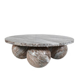 Couchtisch Marmor rund, Marmortisch rund beige-grau, runder Couchtisch Marmor, Durchmesser 99 cm