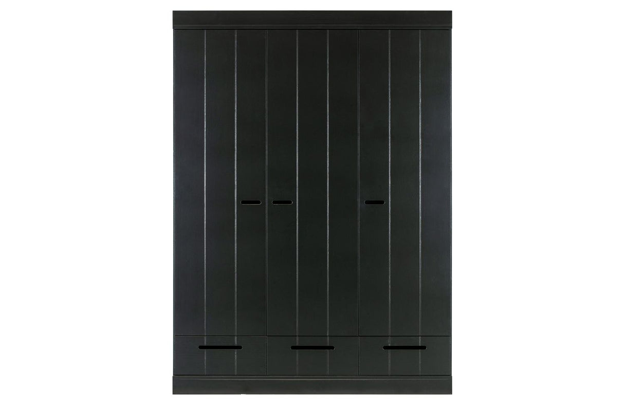 Kleiderschrank schwarz Holz, Schrank schwarz Massivholz, Breite 140 cm