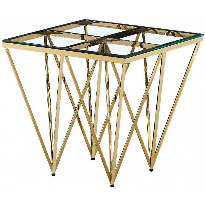 Beistelltisch Gold Glas-Metall, Glastisch Gold Glas-Metall