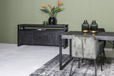 Sideboard schwarz Metall Holz, Sideboard Industriedesign,  Anrichte schwarz Massivholz, Breite 180 cm