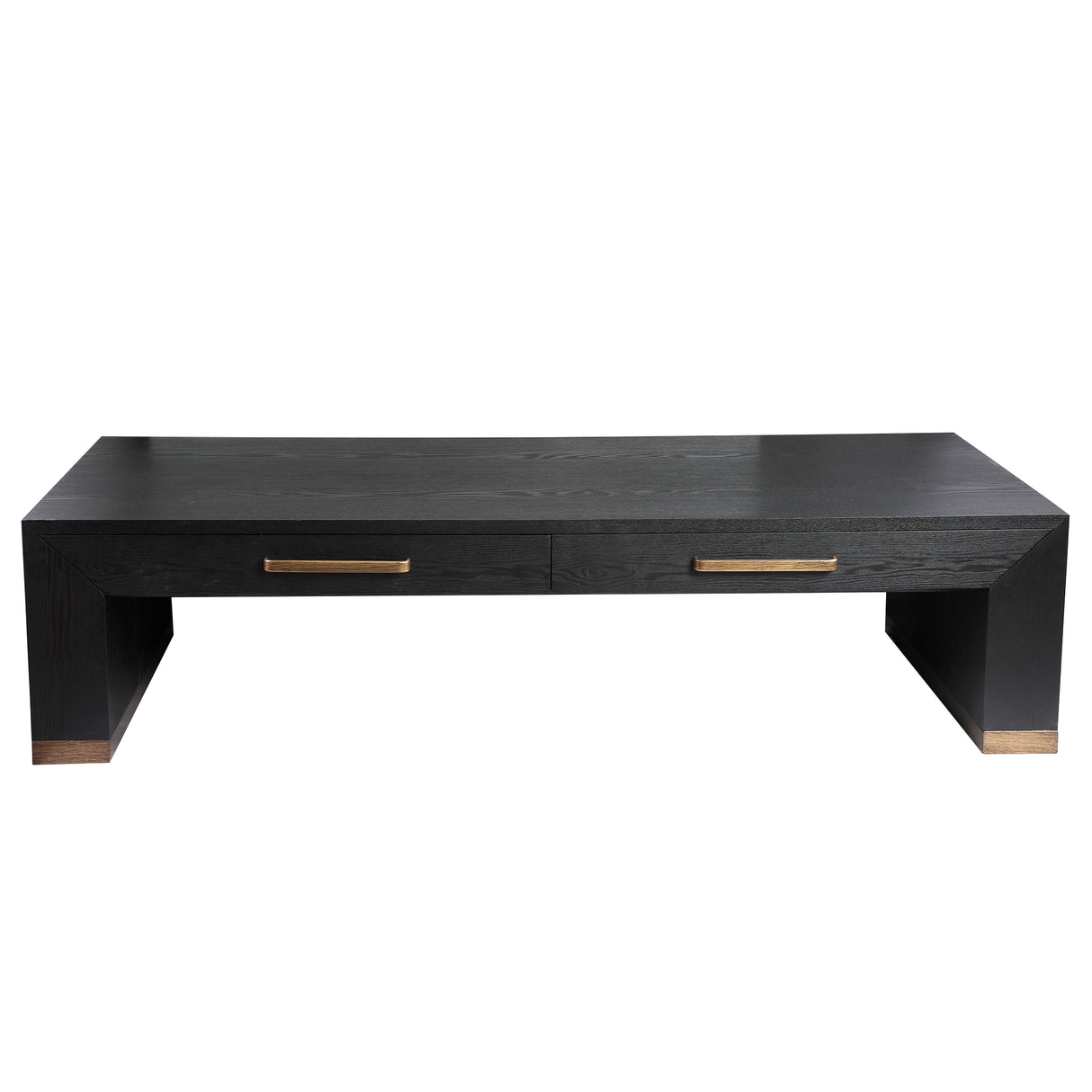 Couchtisch schwarz-Bronze, Couchtisch mit Schubladen, Länge 165 cm